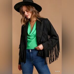 Umgee Black Faux Suede
Fringe Jacket🌟NWT